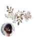Huilimei Wedding Hair Comb Pearl Flower Bridal Headpiece for Wedding Prom Daily Dressing Gold Hair Accessories for Women and Girls Long Curly Bun Hair