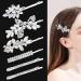 6 Pieces Delicate Rhinestone Bridal Hair Clip Leaf Wedding Hairpin Bride Crystal Hair Clips Elegant Bridal Hairpins Hair Accessories for Women Girls