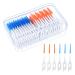 200 pieces of interdental brushes silicone interdental brushes dental brushes with box portable dual-house dental floss stick for tooth cleaning gaps (green orange) blue orange