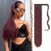 FESHFEN Straight Long Wrap Around Ponytail Extensions 28 Synthetic Hair Piece Clip in Ponytail Hair Extensions Hairpiece for Women Girls 28 Inch (Pack of 1) wine wine-Wrap Around