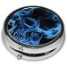 Blue Skull Round Pill Box | 3 Compartment Portable Travel Medicine Organizer | Mini Decorative Pill Case in Black - Buy Online on GoSupps.com