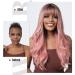 Allbell Long Wavy Pink Wigs with Bangs - Dirty Pink Synthetic Heat-Resistant Wigs for Women | Cosplay & Daily Use Hair Replacement - Buy Online on GoSupps.com