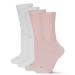 MeMoi 2 Pair Diabetic Full Cushion Crew Sock Pink/White 9-11