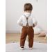 Baby Boy Gentleman Suit 3pcs Set | Formal Tuxedo Romper, Suspender Pants, Beret Hat | White | 12-18 Months - Buy Online on GoSupps.com