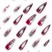 IMSOHOT Long Gothic Stiletto Press-On Nails - Black Red Ombre Glossy False Nails with Metal Cross Charms | 24PCS Reusable Almond Acrylic Full Cover - Buy Online on GoSupps.com