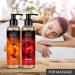 Buy Sensual Massage Oil Set 2x200ml - Peach & Cherry - Edible Kissable Body Oil with Almond Grape Seed & Macadamia Oils - Perfect for Couples - Buy Online on GoSupps.com
