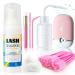 Buqikma Lash Shampoo for Lash Extensions - 2.11 Fl oz Lash Cleaning Kit Foam Cleanser Mini Lash Fan Mascara Brush Cleaning Brush Bottle Lash Fan Dryer Lash Wash Gift for Halloween Christmas (Pink) 7PCS Lash Shampoo Kit Pink