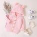Puseky Baby Knit Sweater Hooded Ears Cardigan Coat - 6-12 Months (Pink) - Buy Online on GoSupps.com