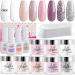 Aikker Dip Powder Nail Kit Starter 8 Colors with Essential Liquid Container for French Nail Design Professional Salon Set AK09 French Set