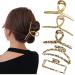 5 Pcs Large Metal Claw Clip 4.5 Inch Claw Clips for Thick Hair Large Metal Hair Claw Clips  for Women Hair Clips Gold Leopard Print Jaw Clips