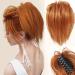 Orange Messy Bun Hair Extensions Claw Clip Short Ponytail Hair Extensions Natural Straight Synthetic Fake Hairpiece Short Bun Hair Chignons for Women Girls