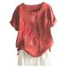 Cotton Linen Tops for Women 3/4 Sleeve Dandelion Graphic Print Crewneck Vintage Blouse Shirts Tops Plus Size Orange-d 3X-Large