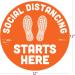 BeSafe Messaging Social Distancing Starts Here - 6 Pack 30.5 cm Round Repositionable Vinyl Footprint Stickers UL 410 Certified Non-Slip Ideal for Commercial & School Use - Buy Online on GoSupps.com