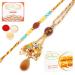 Ghasitaram Gifts Rakhis Online - Rakhi for Brother- RM-166 Bhaiya Bhabhi Rakhi with 200 GMS of Besan Barfi and 200 GMS of Kaju Katli Rakhi Set with 200 gms of Besan Barfi & Kaju Katli