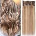 Clip in Extensions real hair thick double dilter 8pcs 18 clips hair extension real hair extensions clip in (30cm-115g #18/613 light ashblond/white blonde)