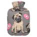 Hot water bottles with cover dogs pug puppies pink hearts hot water bottle for pain relief hot cold compress hot pack 2 liters