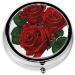Gothic Rose Print Mini Round Pill Box | 3 Compartment Travel Pill Organizer | Portable Medicine Case for Home & Office - Buy Online on GoSupps.com