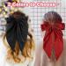 FEXPDL Bow Hair Clip 2 Pcs Black Hair Bows for Women Red Bow Clips with Long Silky Satin Hair Slides Solid Color Bowknot Hairpin Hair Barrettes Scrunchies Accessories(Black Red) Black+Red - Buy Online on GoSupps.com
