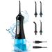 Cordless Water Flosser for Teeth Professional Water Teeth Cleaner Picks Dental Oral Irrigator with 3 Modes & 4 Jet Tips for Braces Gums, IPX7 Waterproof, 300ml Detachable Tank for Home Travel Black