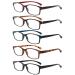 5 Pack reading glasses men women high quality spring hinges glasses comfortable rectangular super reading help for men and women (5 color 0.75) 5 Mix color 0.75