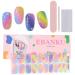 EBANKU Semi Cured Gel Nail Strips 20 Stickers Colorful Rainbow Gel Nail Polish Stickers Wraps Adhesive Gel Nail Stickers with Nail File Stick and Sealing Strip (UV/LED Lamp Required)