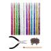 Tinsel Hair Extensions Kit 12 Colours 2400 Glitter Hair Strands Fairy Colour Hair Extension Kit with Crochet Hook 200 Micro Silicone Ring Beads and Tweezers for Parties Holidays & Birthdays