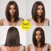 Allbell Brown Bob Wig with Blonde Highlights - Short Straight Synthetic Hair Middle Part for Women - Buy Online on GoSupps.com