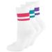 Only The 3 Pack Retro Tennis Socks High Sport Socks with Stripes Made of Breathable Cotton Ladies 42 Mix White