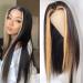 Brazilian Virgin Straight Highlight Lace Closure Human Hair Wigs 12A Grade 220% Density Brazilian Ombre Color 4x4 Lace Closure Wig Remy Hair Lace Front Wig(22Inch,4x4 Highlight wig) 22 Inch 4X4 highlight wig