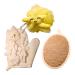 3x Bath Set: Shower Glove Exfoliating Pad and Bath Sponge. Complete Bath Kit for Cleaning and Exfoliating (White / Yellow) White/Yellow