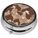 Rooster & Chicken Print Mini Round Pill Box | 3 Compartment Travel Organizer | Portable Medicine Case for Home & Office - Buy Online on GoSupps.com