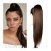 Hair Bun 12-26 Inch Long Ponytail Extended Dark Brown Straight Hair Ponytail Brazilian Real Hair Band Drawstring Hair Slice Wig Hair Extension Hair Piece (Color : Dark Brown Size : 26inches 100g) 26inches 100g Dark Brown