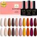 Yueshop 10PCS UV Gel Nail Polishes Set - Nude Pink Beige Brown Orange Varnish Kit for Nail Art Design - Soak Off LED Lamp Gel Polish Set Beauty Girl Birthday Gift - Buy Online on GoSupps.com