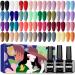 JODSONE 35 PCS Gel Nail Polish Set- Gel Nail Kit with 32 Colors Gel polish Kit Base Coat No Wipe Top Coat Matte Top Coat Nail Polish Set Green Blue Red Pink Collection Gifts for Women Multicolor