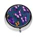 Beautiful Purple Butterfly Portable Round Pill Box - Lightweight and Moisture-Proof Perfect for Organizing Vitamins Beautiful Purple Butterfly One Size