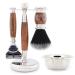 Jag Shaving Razor Set - Jag's Lee Range 4 -part shaving set - Black synthetic hair Weißspitz shaving brush - 5 shaving blades shaving racks made of stainless steel and wood - shaving bowl - wood set