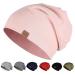 Yaniky hat men women slouch beanie hat cotton thin light hat soft chemo hat windproof jersey longbeanie for all seasons unit size pink