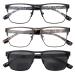 3 Pack Bifocal Reading Glasses Sunglasses for Men and Women Square Metal Spring Hinge Readers 1 Black & 1 Black Grey & 1 Bronze Brown 2.5 x