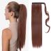 Tess ponytail extension red-brown 60 cm dark red-brown smooth braid extension horse tail hair part 90g long hair extension braid 60 cm-gladed dark red brown
