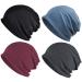 ELLEWIN Cotton Slouchy Beanie Hip-Hop Soft Lightweight Running Beanie Adult Dwarf Hats Chemo Cap for Men Women Closetop-a-4pk-solid02