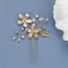 Wendalern Wedding Rhinestone Hair Clips Barrette Bride Pearl Hair Pin Crystal Flower Hair Barrette Gold Flower Hairpin Hairpiece Decorative Hair Accessories for Women and Girls - Buy Online on GoSupps.com