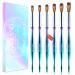 Saviland 6PCS Acrylic Nail Brush Set - Size 4/8/10/12/14/16 Kolinsky Acrylic Nail Brushes for Acrylic Application  Laser Blue Acrylic Powder Brushes for Acrylic Nails Extension & 3D Nail Carving