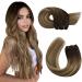 Moresoo Human Hair Weft Extensions Balayage Sew in Hair Extensions Brown Ombre to Light Brown with Medium Blonde Double Weft Extensions 24 Inch 100g/Pack #3/8/22 24 Inch(Pack of 1) WEFT #3/8/22