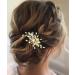Zoestar Flower Wedding Hiar Comb Slides Gold Crystal Pearl Headpiece Rhinestone Bridal Leaf Hair Accessories for Women and Girls - Buy Online on GoSupps.com