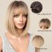 Esmee Short Straight Blonde Bob Wig with Fringe - Shoulder Length Synthetic Cosplay Ombre 12 Inch - Buy Online on GoSupps.com