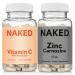 NAKED Zinc Carnosine 17mg (60 Capsules) Vitamin C 500mg (90 Capsules) Vegan Non-GMO Gluten Free Daily Immune and Stomach Support
