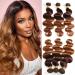 2 Tone Ombre Brazilian Body Wave Hair 3 Bundles Brazilian Remy Virgin Human Hair Weave Bundles 100% Unprocessed Body Wave Human Hair Extensions T4/30 Medium Brown/Medium Auburn(12 14 16) 12/14/16 Inch T4/30 Body Wave