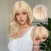 Allbell Long Curly Blonde Wigs with Bangs - Natural Looking Heat-Resistant Water Wavy Synthetic Wigs for Women | International Shipping - Buy Online on GoSupps.com