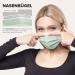 Pack of 100 Disposable Face Masks Made in Germany | Type IIR & CE Certified | Breathable Triple Layer Filtration | Elastic Earloops | Green - Adults | 17.5 cm x 9.5 cm - Buy Online on GoSupps.com