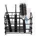 Wisebom 304 stainless steel toothbrush holder large for households with 5 compartments multifunctional vertical bathroom caddy for electrical toothbrushes toothpaste hand toothbrush razor (black)
